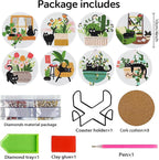 8 PCS Diamond Art Coasters Kits Black Cat Diamond Painting Coaster | Diamond - Image 2
