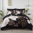 Yogeneg 7 Piece Bed in a Bag King Size Comforter Set Botanical Floral Bedding by YOGENEG