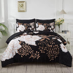 Yogeneg 7 Piece Bed in a Bag Queen Comforter Set Botanical Floral Bedding Set by YOGENEG