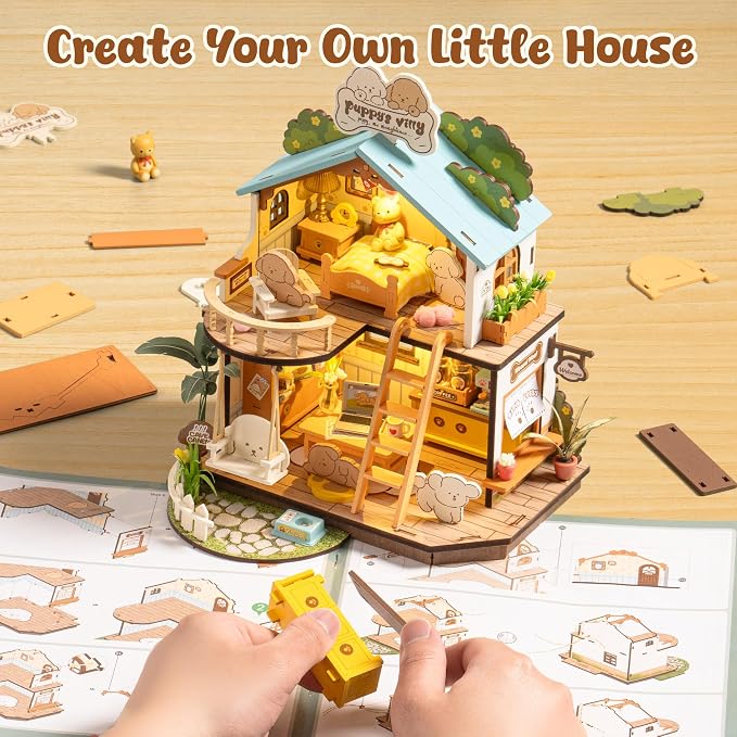 ROBOTIME DIY Miniature House Kit, Mini Wooden Dollhouse Diorama Model, Tiny - Image 7