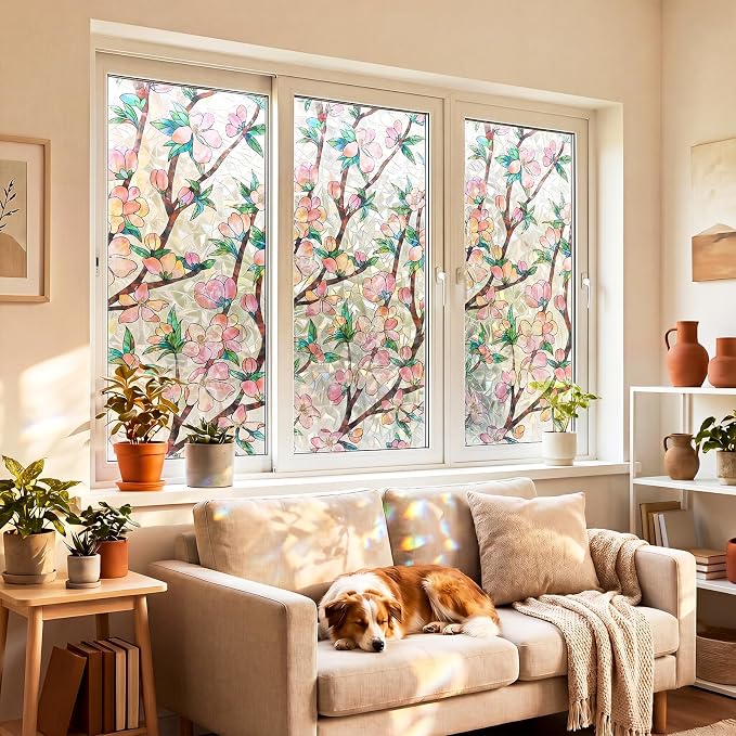 3D Rainbow Window Privacy Film, Decorative Stained Glass Static Cling Window - Image 2