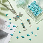 PH PandaHall 96pcs Stone Cabochons, 8 Shapes Blue Texture Gemstone Tiles Column - Image 2