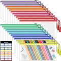 24pcs Mesh Zipper Pouch Bags 9.3 x 4.7 Inches, 8 Color Small Clear Pouches Bulk by YOPCDJ