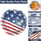 50 Guests 4th of July Paper Plates Napkins Forks American Flag Tableware Set - Image 3