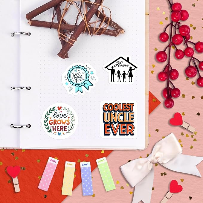 100Pcs Family Stickers for Scrapbooking, Water Bottle - Image 8