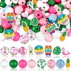 Bencailor 200 Pcs Flamingo Wood Beads Summer Wooden Beads by Bencailor