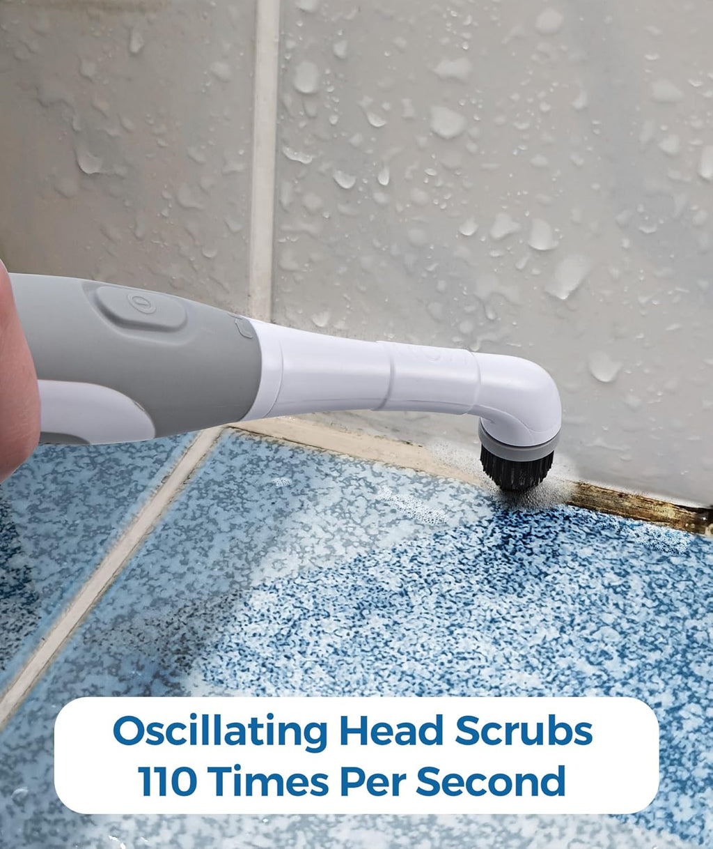 kHelfer Electric Cleaning Brush with Battery Power, KH6A Small Electric Grout Brush&5 Replacement Brush, Lightweight Waterproof Stainless Steel Wire Brush for Grout, Tile, Corner, Kitchen, Bathroom