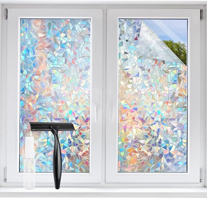 STATINT Privacy Window Film, Decorative Stained Glass Film, Rainbow Static by STATINTWINDOWFILMS