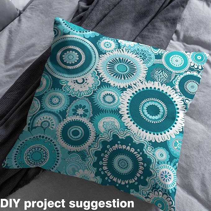 Feelyou Boho Abstract Upholstery Fabric by The Yard, Retro Aqua Mandala Outdoor - Image 4