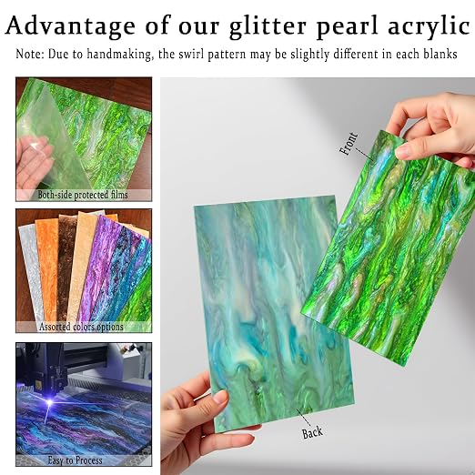 Pearl Glitter Cast Acrylic Sheet, 12x8 Inch, 1 | 1/8 Inch Thickness, - Image 3