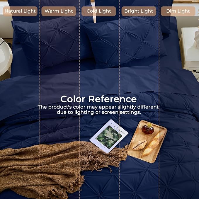 Sasttie Twin Comforter Set, 5-Piece Bed in a Bag, Pintuck Bedding Sets - Image 8
