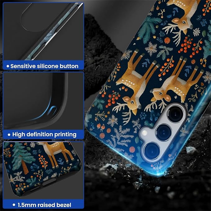 Case for Samsung Galaxy S25 FE, Cute Christmas Reindeer Design Hybrid Dual - Image 4