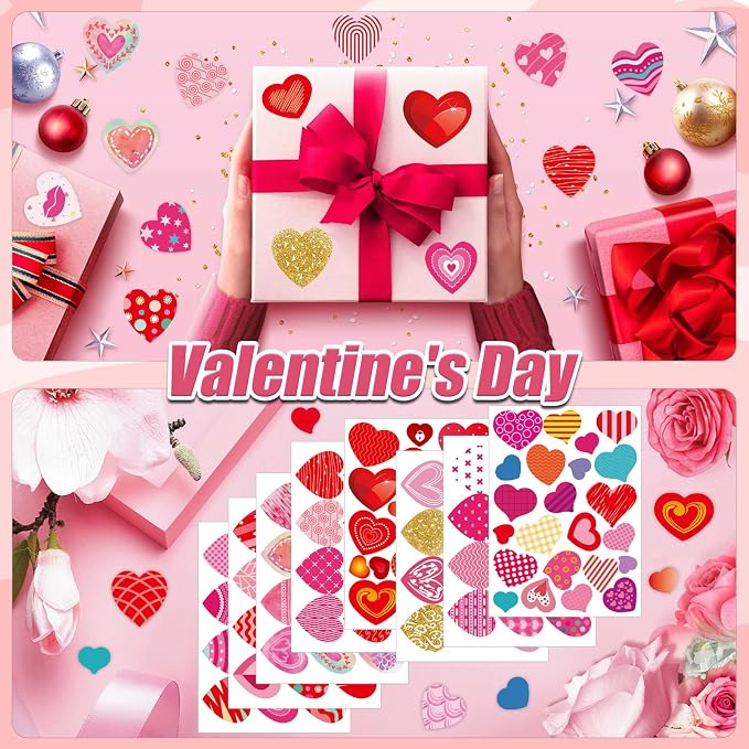 24 Sheets of Valentines Day Heart Stickers - Image 6