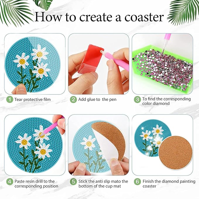 EWJRNSF 8 PCS Fall Diamond Art Coasters DIY Kit - Image 3