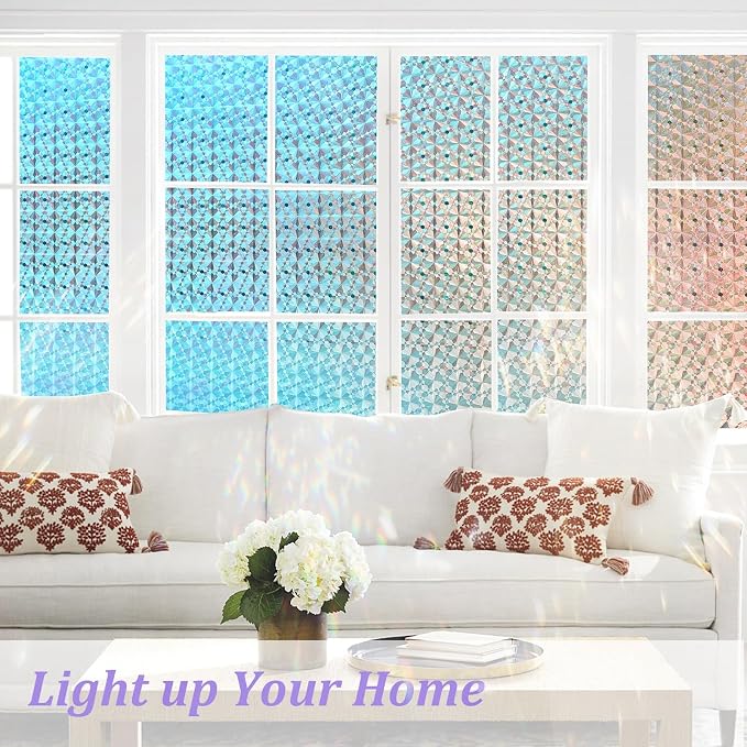 Windimiley Stained Glass Window Privacy Film, Rainbow Clings, 17.5" x 78.7" | - Image 6