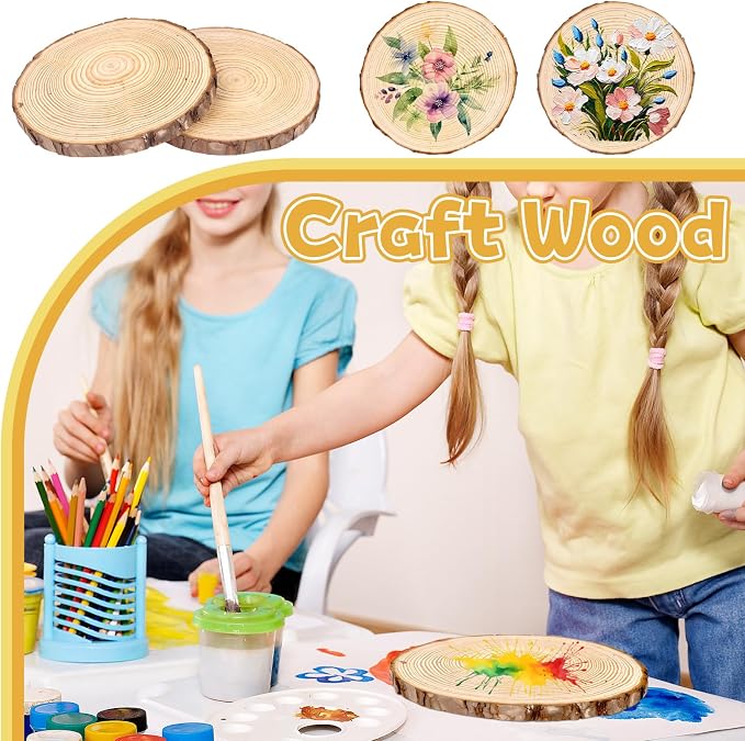 FSWCCK 2 Pack Nature Unfinished Round Wood Slices, 8-9 Inches Wooden Circle - Image 5