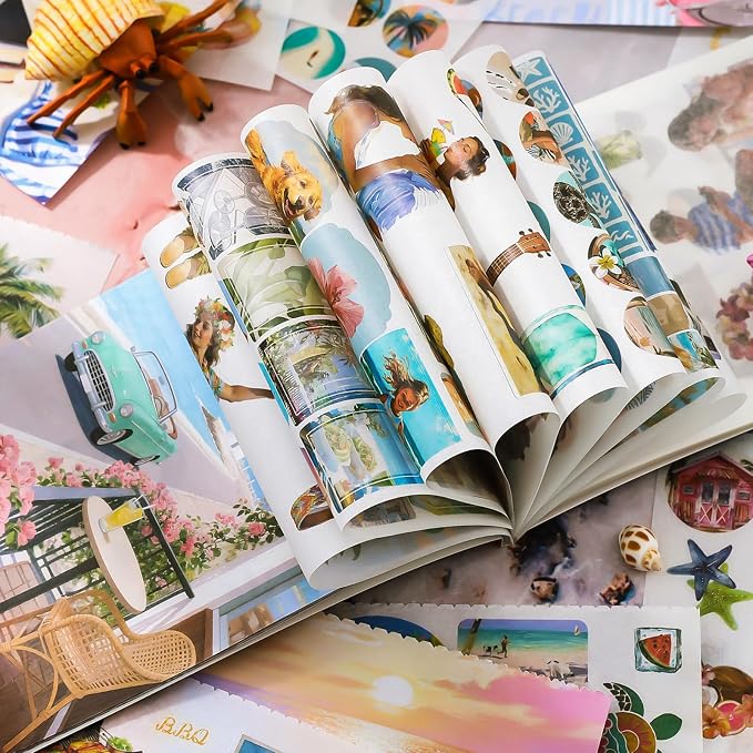 Summer Beach Scrapbook Sticker Book, 500+ Vintage Travel Stickers - Image 4