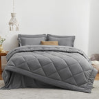 Love's cabin Twin XL Comforter Set Grey, 5 Pieces Twin XL Bed in a Bag - Image 2