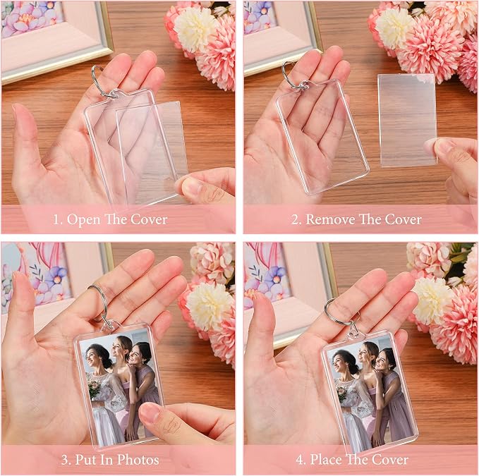 Yaomiao Acrylic Photo Frame Keychain Holder Photo Picture Insert Blank Keyring - Image 4