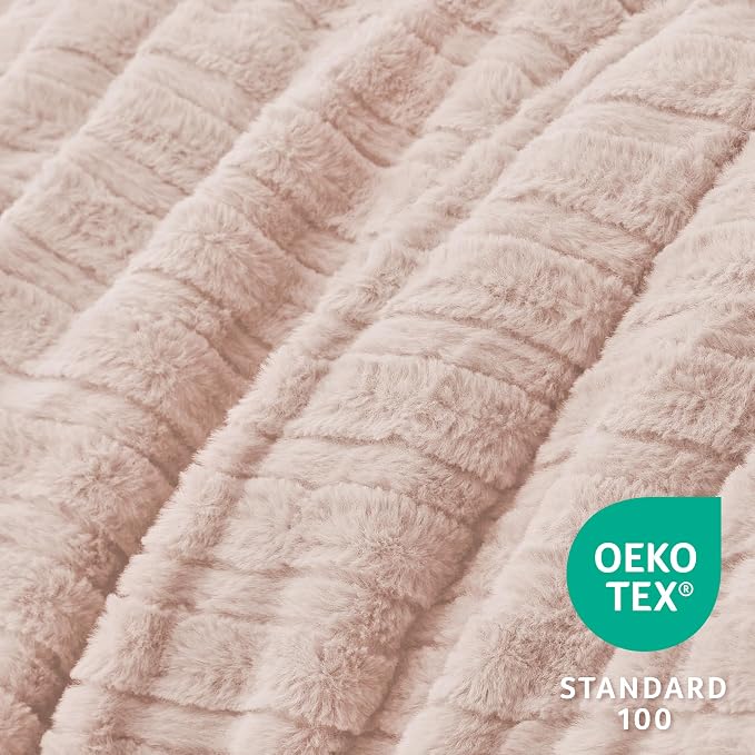 BEDELITE Fleece King Comforter Set -Super Soft & Warm Fluffy Pink Faux Fur - Image 4