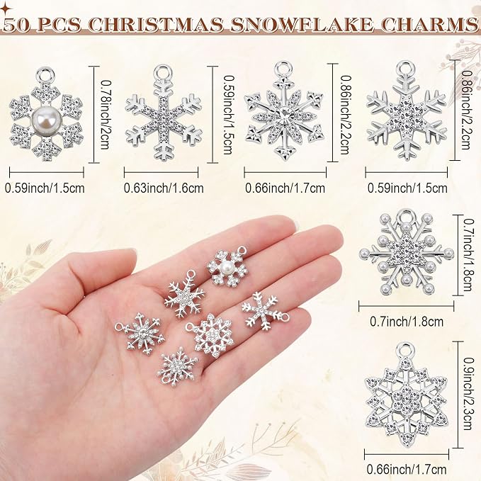 Landical 50 Pcs Winter Snowflake Charms - Image 2