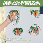 Green Glass Beaded Plant Kit, Forever Plant Beaded Leaf Flower Beads - Image 4