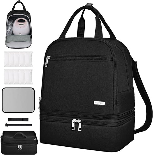 Spectra Pump Bag, Pumping Bag with Cooler for for Working Moms and Travel, Portable Carrying Case for Breastmilk Storage, Fit for Spectra S1/S2,Black