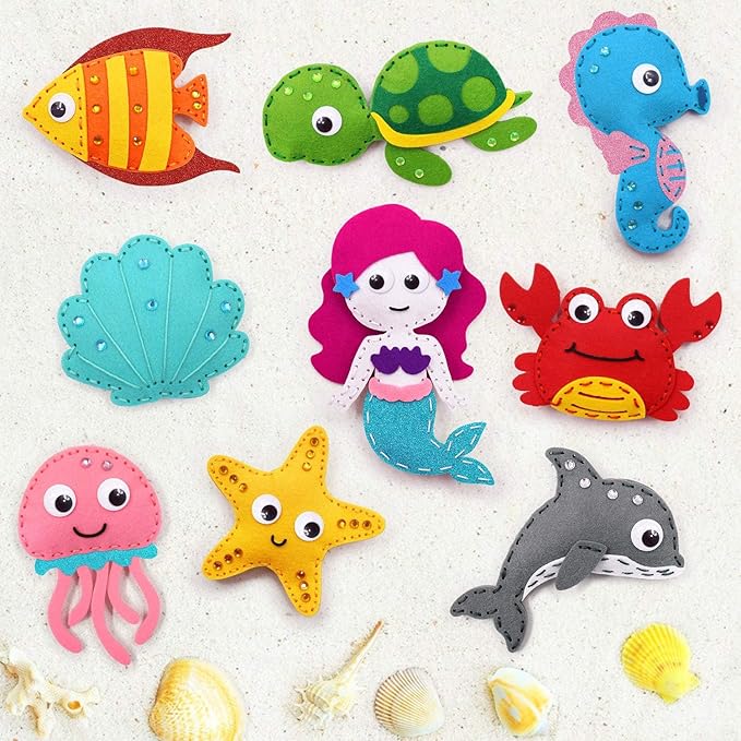 CiyvoLyeen Sea Animals Sewing Kit Mermaid DIY Felt Plush Craft Kit Make Your - Image 2