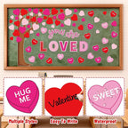 Whaline 99Pcs Valentine's Day Tree Bulletin Board Decoration Red Pink Heart - Image 3