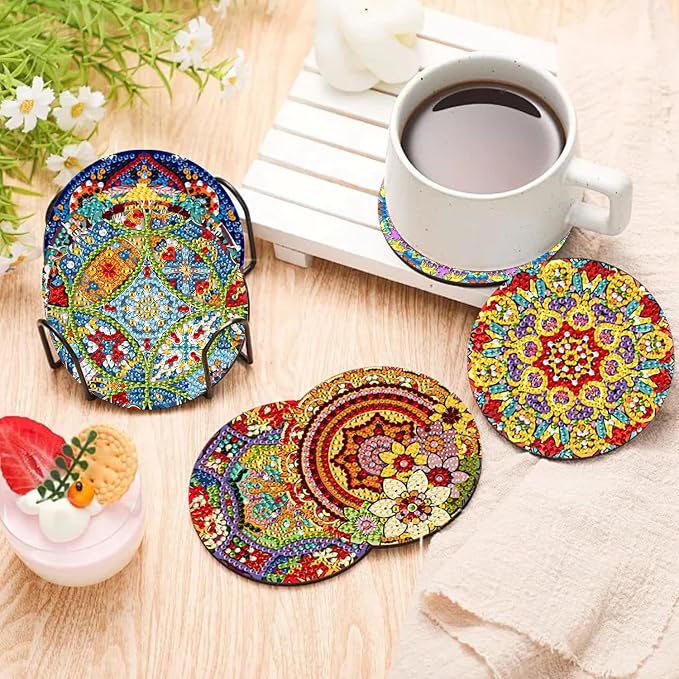 EWJRNSF 10 PCS Mandala Diamond Art Coasters Kit - Image 6