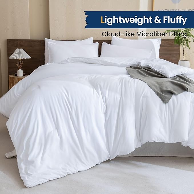 Paxrac Classic Pure White California King Comforter, 3 Pieces Oversized King - Image 3