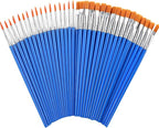 DECYOOL 60 Pcs Paint Brushes, Round Flat Small Brush Bulk by DECYOOL