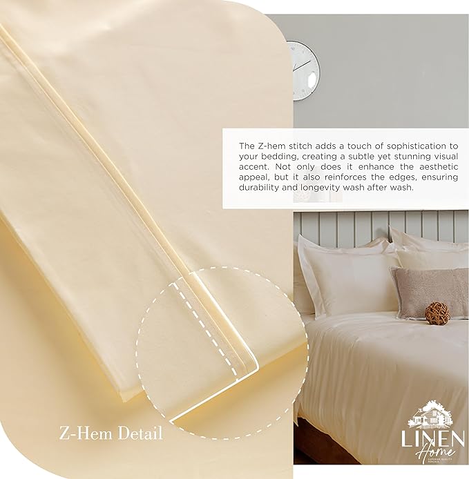 Linen Home 100% Cotton Percale Sheets Twin Size, Deep Pocket, 3 Pieces Set - Image 3