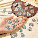 27Pcs Alloy Synthetic Turquoise Chandelier Component Links Charms, Vintage - Image 5
