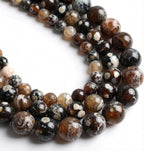 60pcs Round Loose Black Fire Agate Beads by Yochus