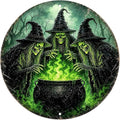 Skeleton Witches Halloween Metal Tin Sign Round Wall Decor Green Magic Potion by Unknown
