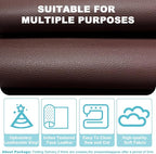 Brown Faux Leather Fabric 20"×55" Lychee Grain Upholstery Vinyl - Image 3