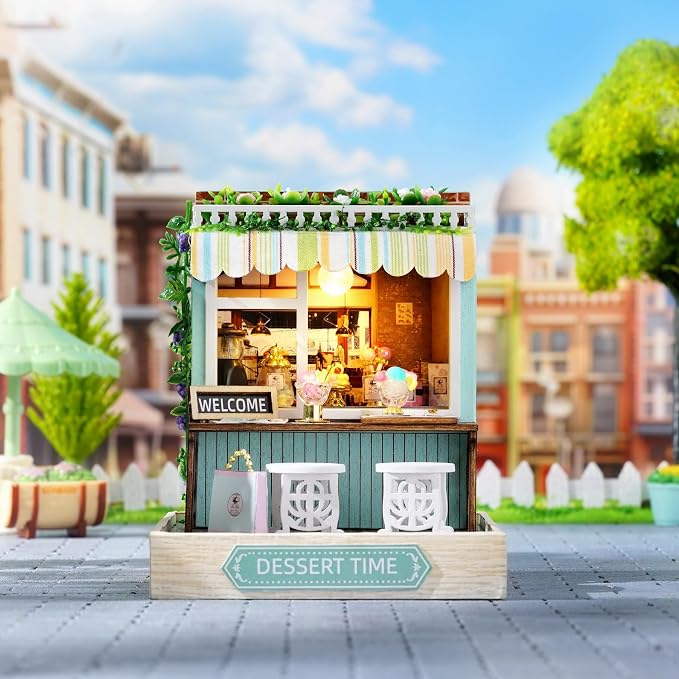 Miniature House Kit, CUTEROOM Tiny House Kit Wooden Dollhouse Kit Mini House - Image 4