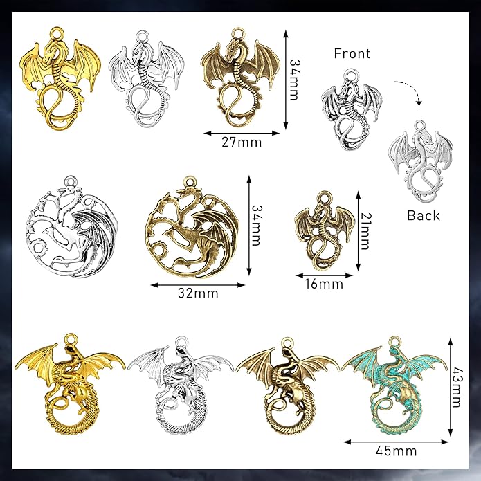 Hicarer 200g 42 Pcs Flying Dragon Charms Pendants Jewelry Craft | Pendants - Image 2