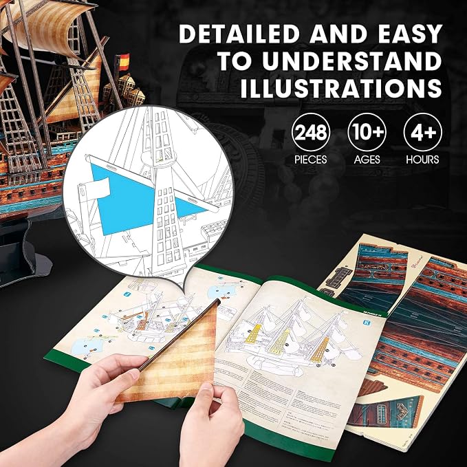 CubicFun 3D Puzzle Spain Puzzle Gift Boat Boat Model San Felipe 248 Pieces | - Image 5