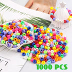 1000Pcs Pony Beads Bracelet 9mm Rainbow Plastic Barrel Pony Beads - Image 6