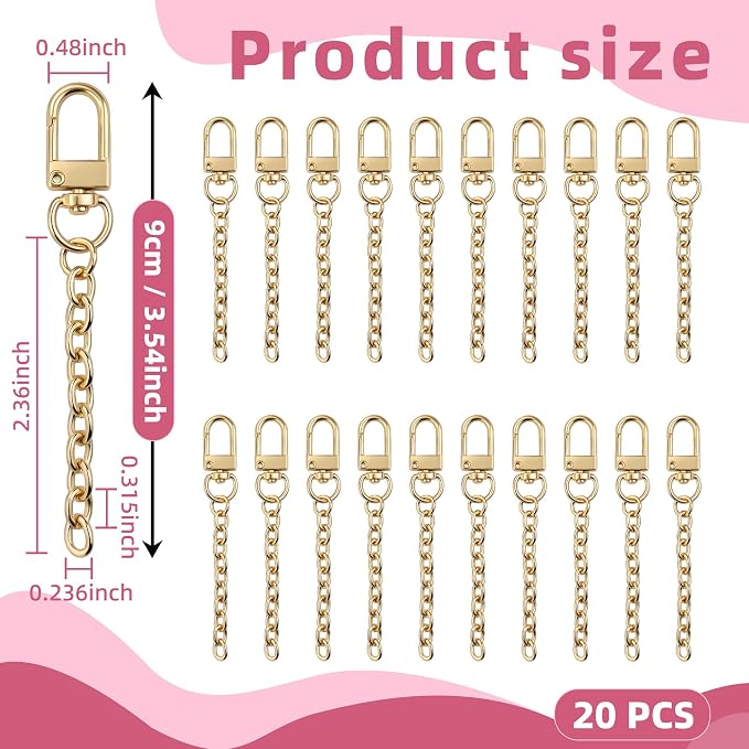 NCIWAN 20 PCS Keychain Making Kit Swivel Snap Hook Lobster Claw Clasps and - Image 2