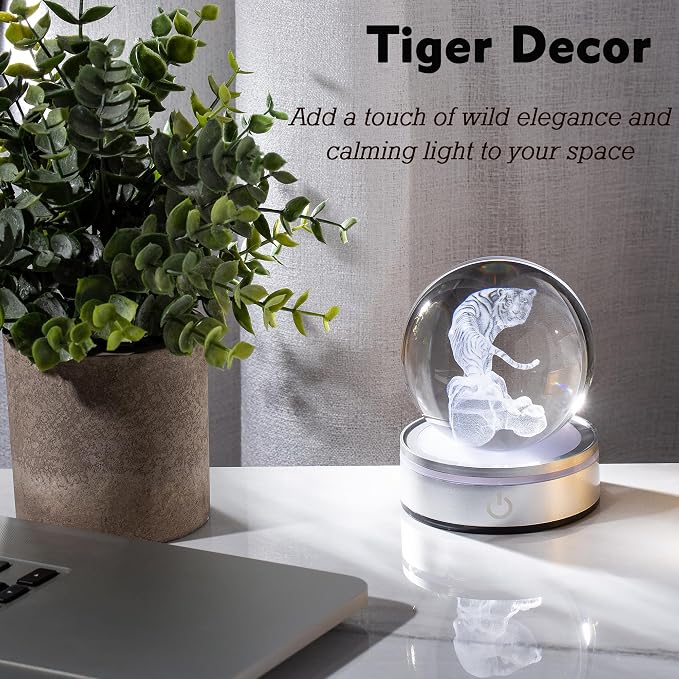 IFOLAINA Tiger Lovers Gifts for Men Women 3D Crystal Ball | Decorative Engraved - Image 3