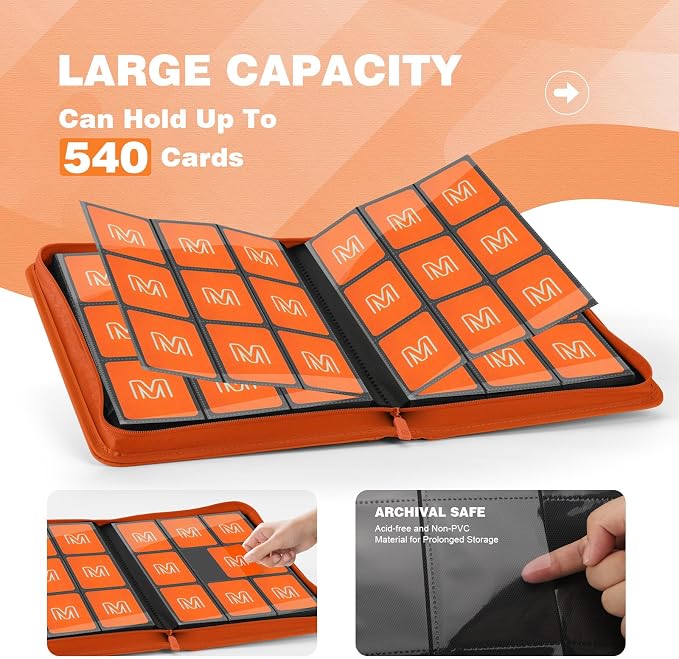 Trading Card Binder with 9 Side Loading Pocket Card Album Hold Up to 540 Cards - Image 3