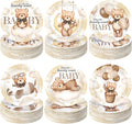 Funnymoom 60 Pcs Bear Baby Shower Decorations 7 Inch Brown Bear Paper Plates We by Funnymoom
