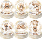 Funnymoom 60 Pcs Bear Baby Shower Decorations 7 Inch Brown Bear Paper Plates We by Funnymoom