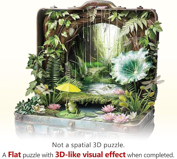 Fantasy Forest Adult Puzzles Suitcase Garden Nature Rain Forest Landscape Water - Image 9