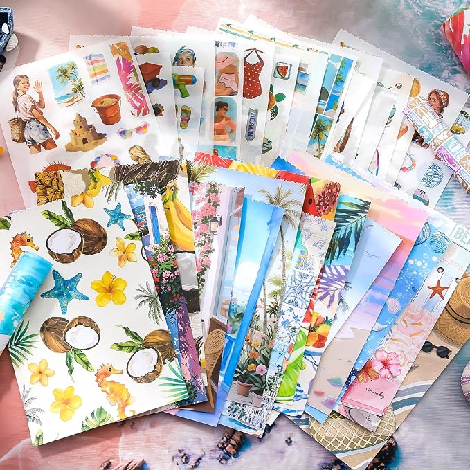 Summer Beach Scrapbook Sticker Book, 500+ Vintage Travel Stickers - Image 2