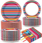 200PCS Mexican Paper Plates and Napkins Fiesta Taco Themed Party Supplies Mayo by Qyeahkj