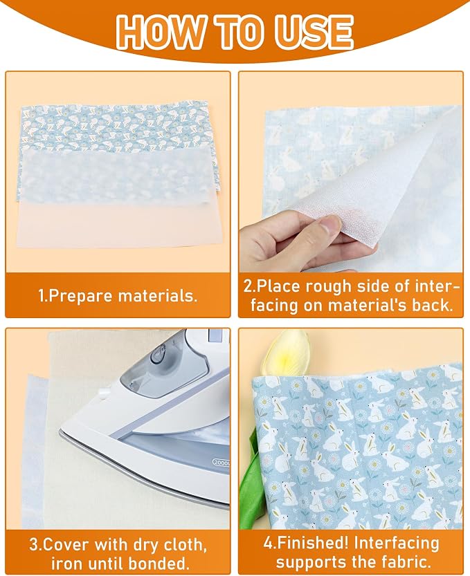 PLANTIONAL Lightweight White Iron-On Non-Woven Fusible Interfacing: 11.6" x - Image 4